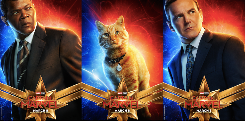 Illustration for article titled New Captain Marvel Posters Feature the MCU's Hero Pet and Some Faces From the Uncanny Valley